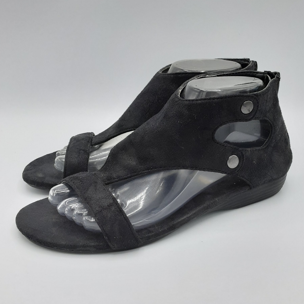 Corky's Amelia Black Faux Leather Gladiator Sandal.
